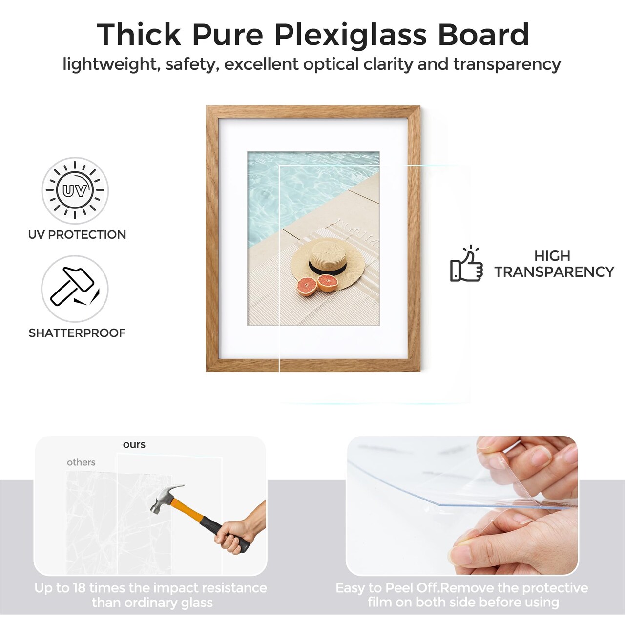 Diploma Frame For 8.5x11 Certificate Document | Solid Oak Wood 8.5 By 11 Picture With Mat For 6x8 | 8 1/2 x 11 Certificate Frame | Plexiglass And Hanging Hardware Included | Natural